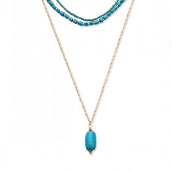 Shades of turquoise triple strand necklace, new - Picture 3 of 7